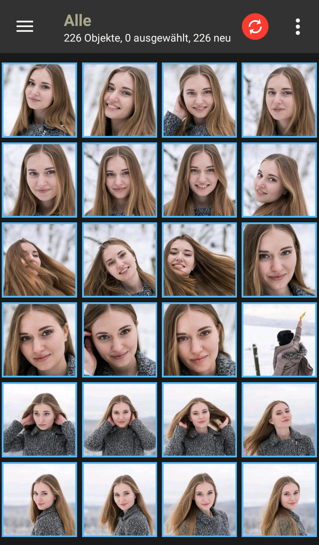 Screenshot PhotoSync - Mediengalerie