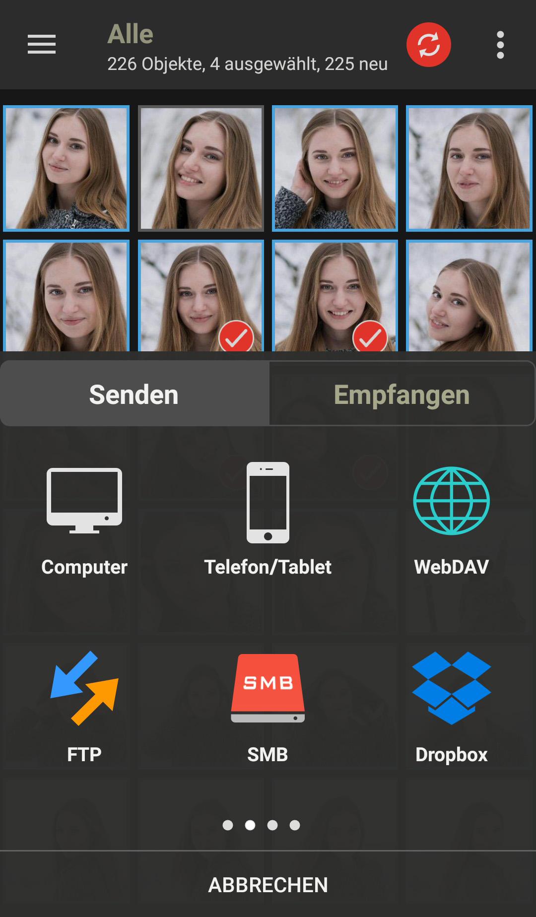 Screenshot PhotoSync - Senden von Medien