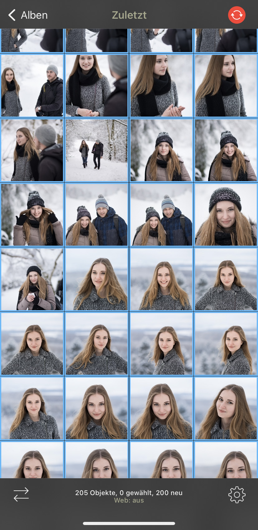 Screenshot PhotoSync iOS - Mediengalerie